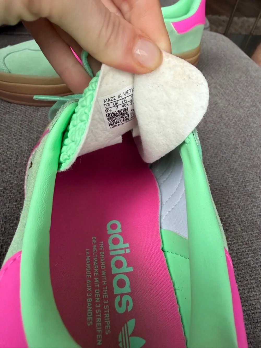 adidas Gazelle Women's Mint Green & Hot Pink Suede Sneakers - Picture 3 of 7